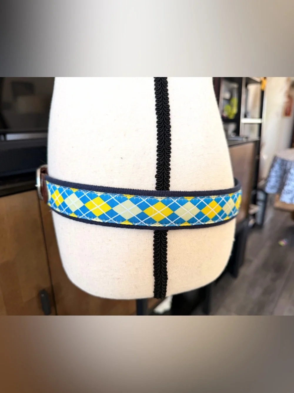The Belted Cow Co. Leather-Trim Navy Fabric Belt